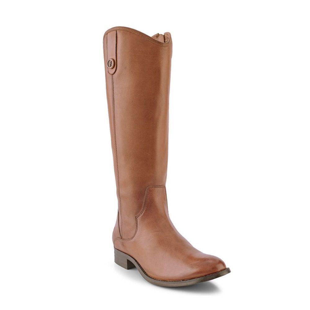 FRYE Leather Inside Zip Tall Boots in Cognac, New, Size 5